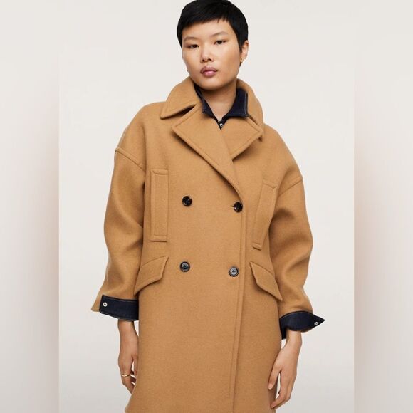 Mango Oversized 75% Wool Short Coat New - Picture 5 of 7